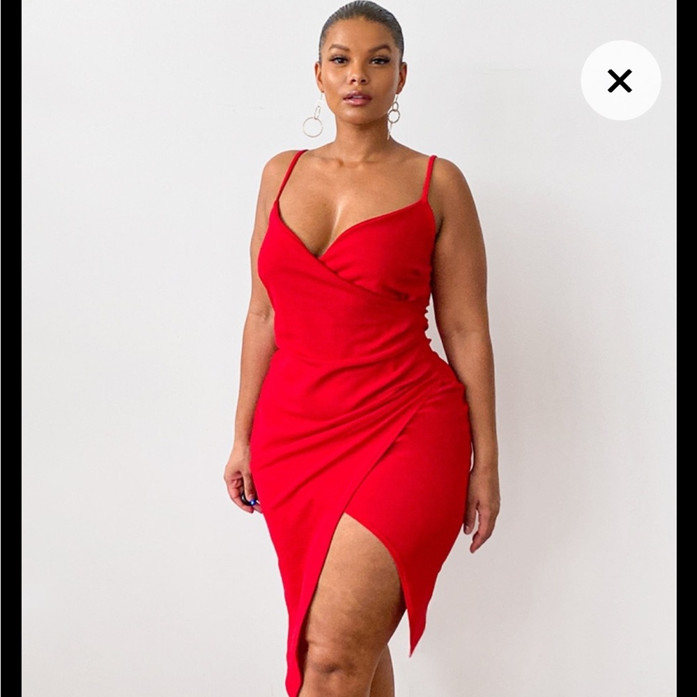 Red midi dress